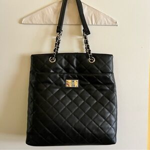 Nine West Black Quilted Tote Bag
